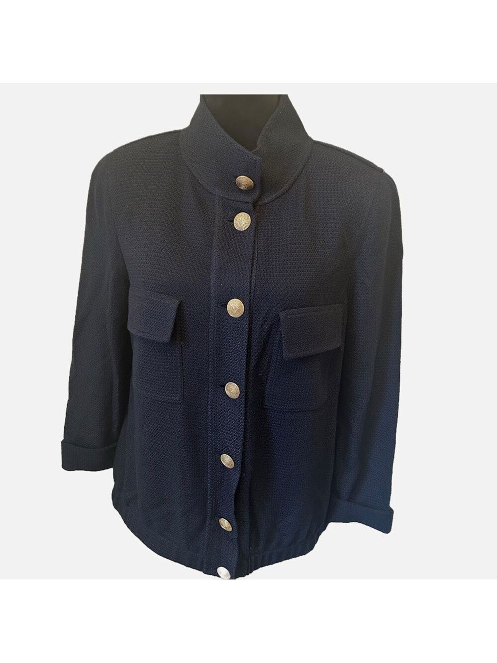 NEW St John Women’s Santana Knit Blazer Jacket High Collar Quiet Luxury Office